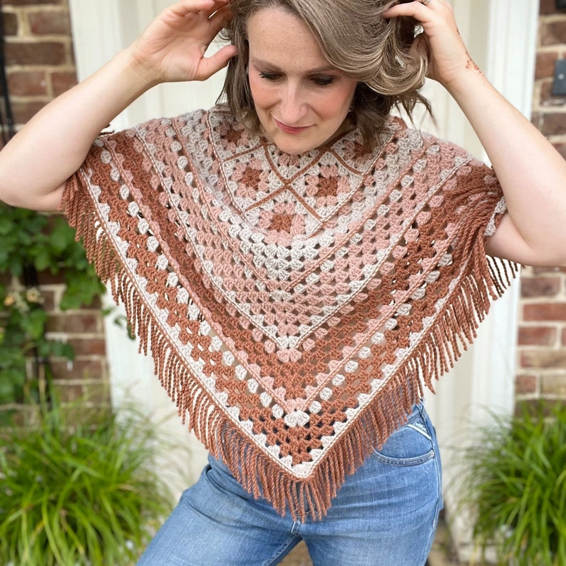 Granny Square Poncho | Boho Chic Handmade Poncho | Digital PDF Tutorial