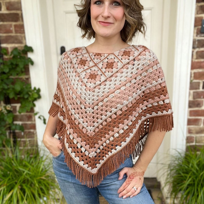 Granny Square Poncho | Boho Chic Handmade Poncho | Digital PDF Tutorial