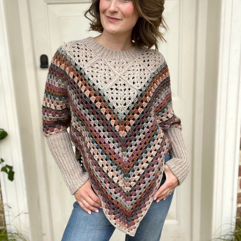 Granny Square Poncho | Boho Chic Handmade Poncho | Digital PDF Tutorial