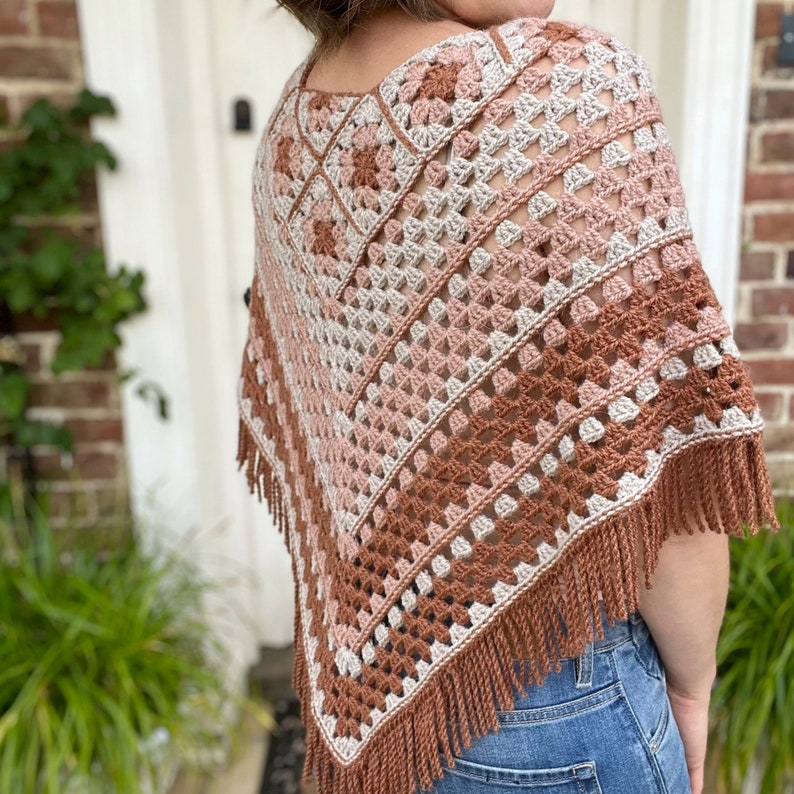 Granny Square Poncho | Boho Chic Handmade Poncho | Digital PDF Tutorial