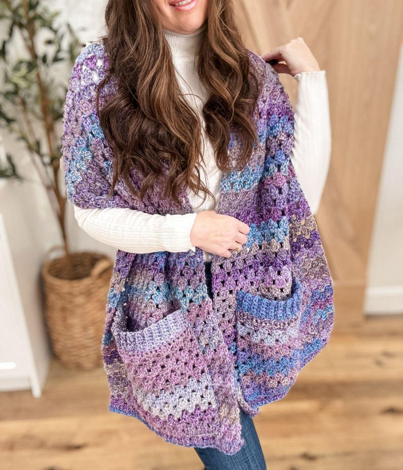 Chunky Granny Square Poncho Crochet Pattern