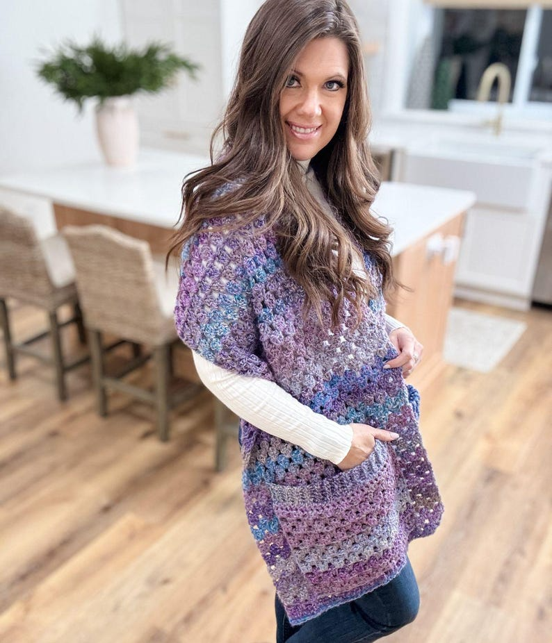 Chunky Granny Square Poncho Crochet Pattern