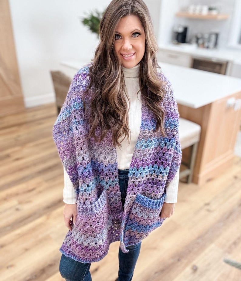 Chunky Granny Square Poncho Crochet Pattern